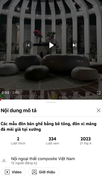 Các mẫu đôn bàn ghế xi măng đá mài và composite giá rẻ tại xưởng 