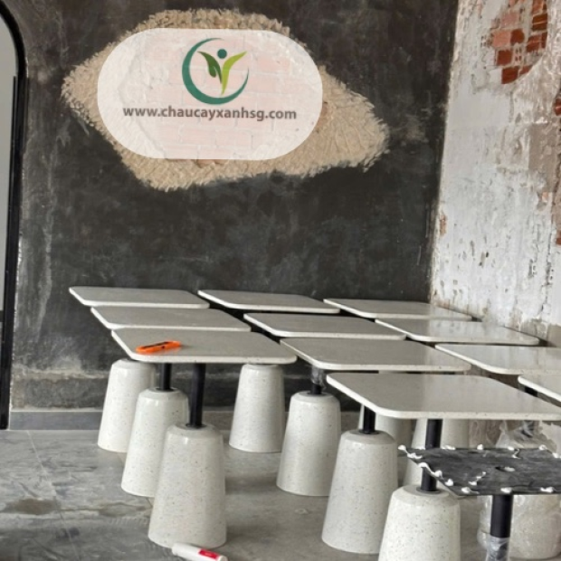 Bàn cà phê Terrazzo inox mặt vuông