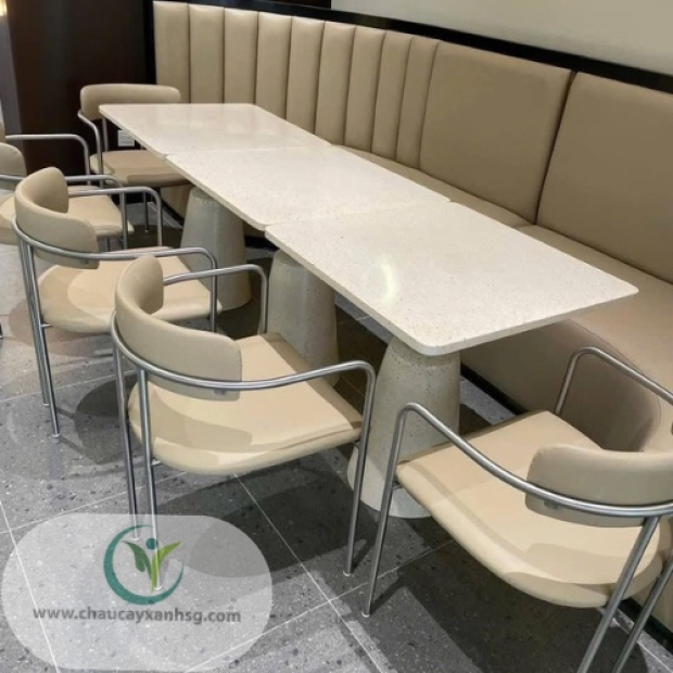 Bàn cà phê Terrazzo inox mặt vuông