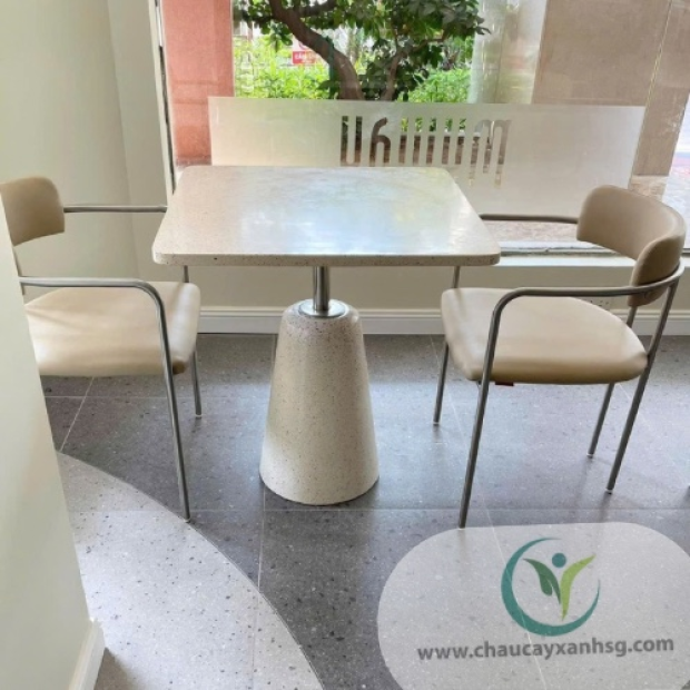 Bàn cà phê Terrazzo inox mặt vuông