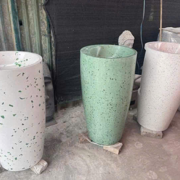 Chậu Rửa Lavabo Đá Mài Terrazzo