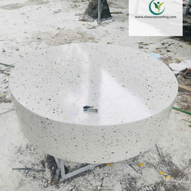 Bàn Mặt Đá Mài Terrazzo Hình Tròn