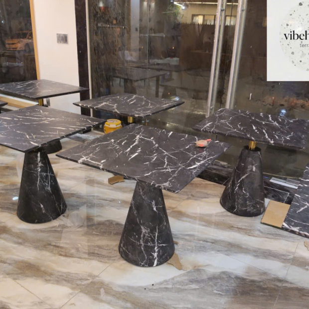 Bàn Cafe Nhúng Vân Đá Marble Theo Thiết Kế