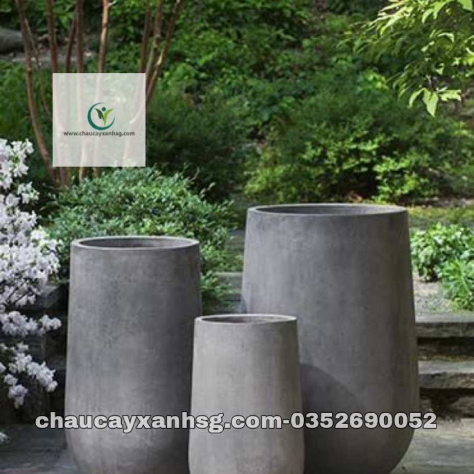 Chậu xi măng bo tròn