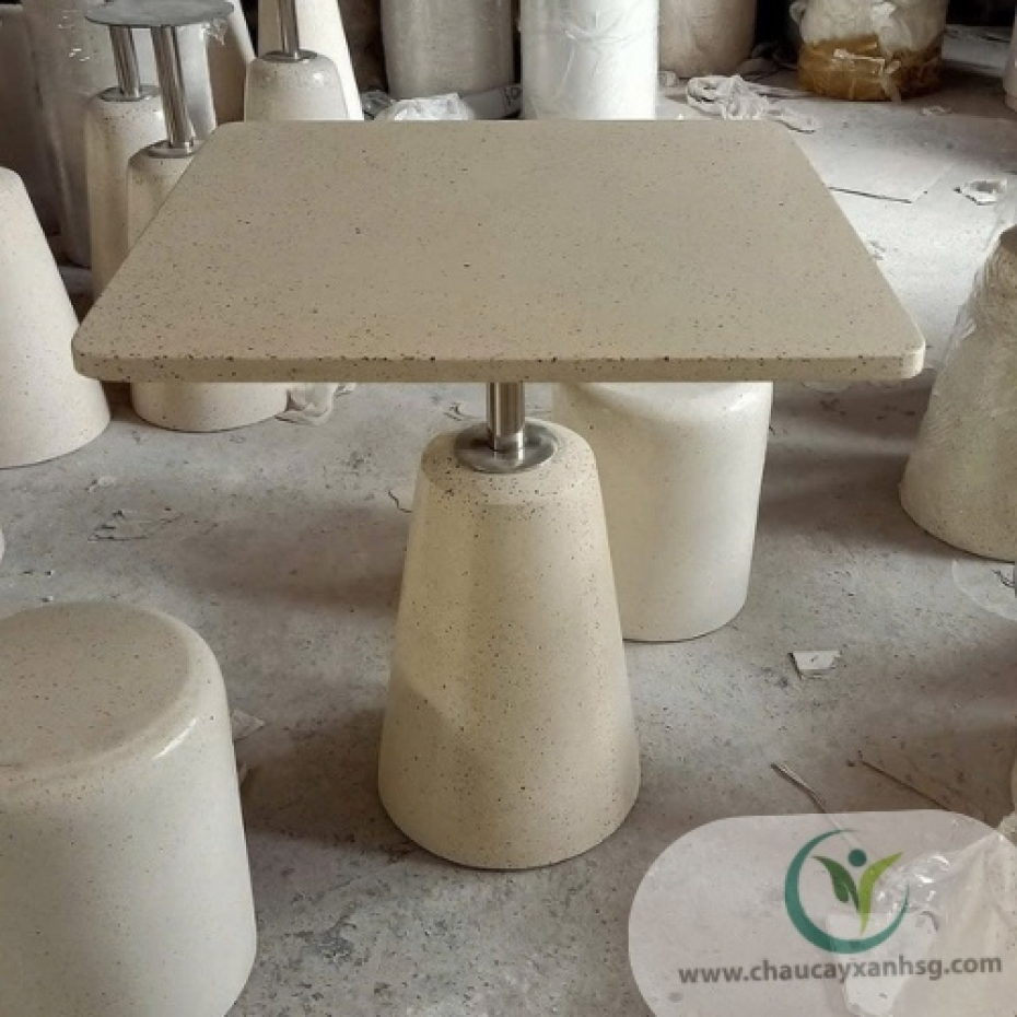 Bàn cà phê Terrazzo inox mặt vuông