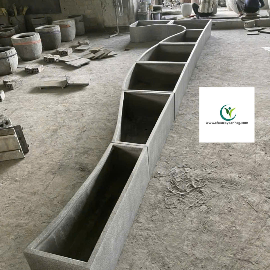 Thi Công Thiết Kế Chậu Cây Composite Đá Mài Cho Ban Công, Sân Thượng, Hành Lang
