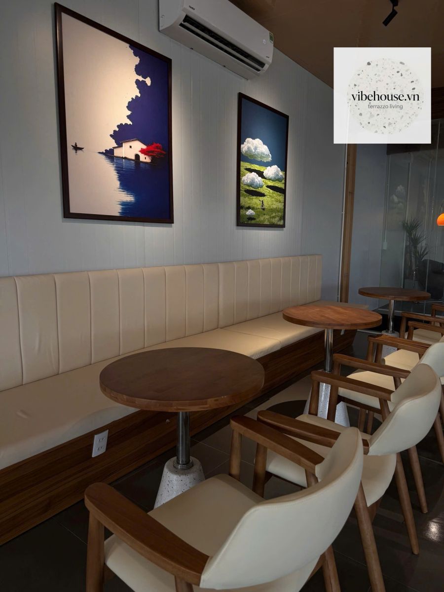 Bàn Giao Bàn Mặt Gỗ Chân Đá Terrazzo Cho Chiba Signature
