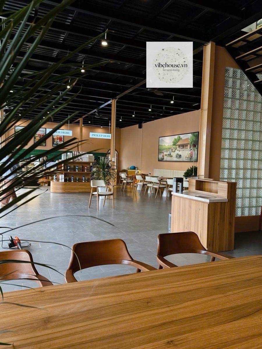 Bàn Giao Bàn Mặt Gỗ Chân Đá Terrazzo Cho Chiba Signature