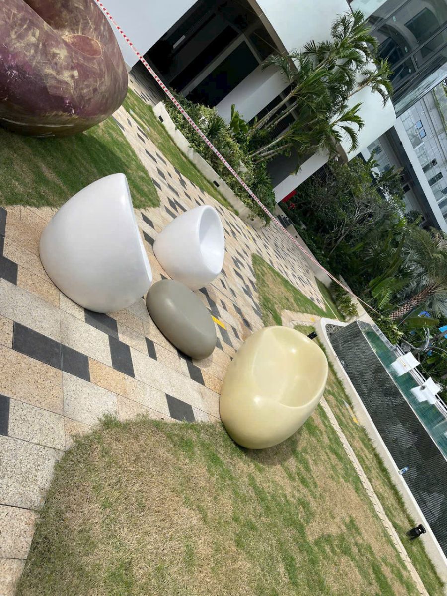 bàn ghế bê tông mài ngoài trời