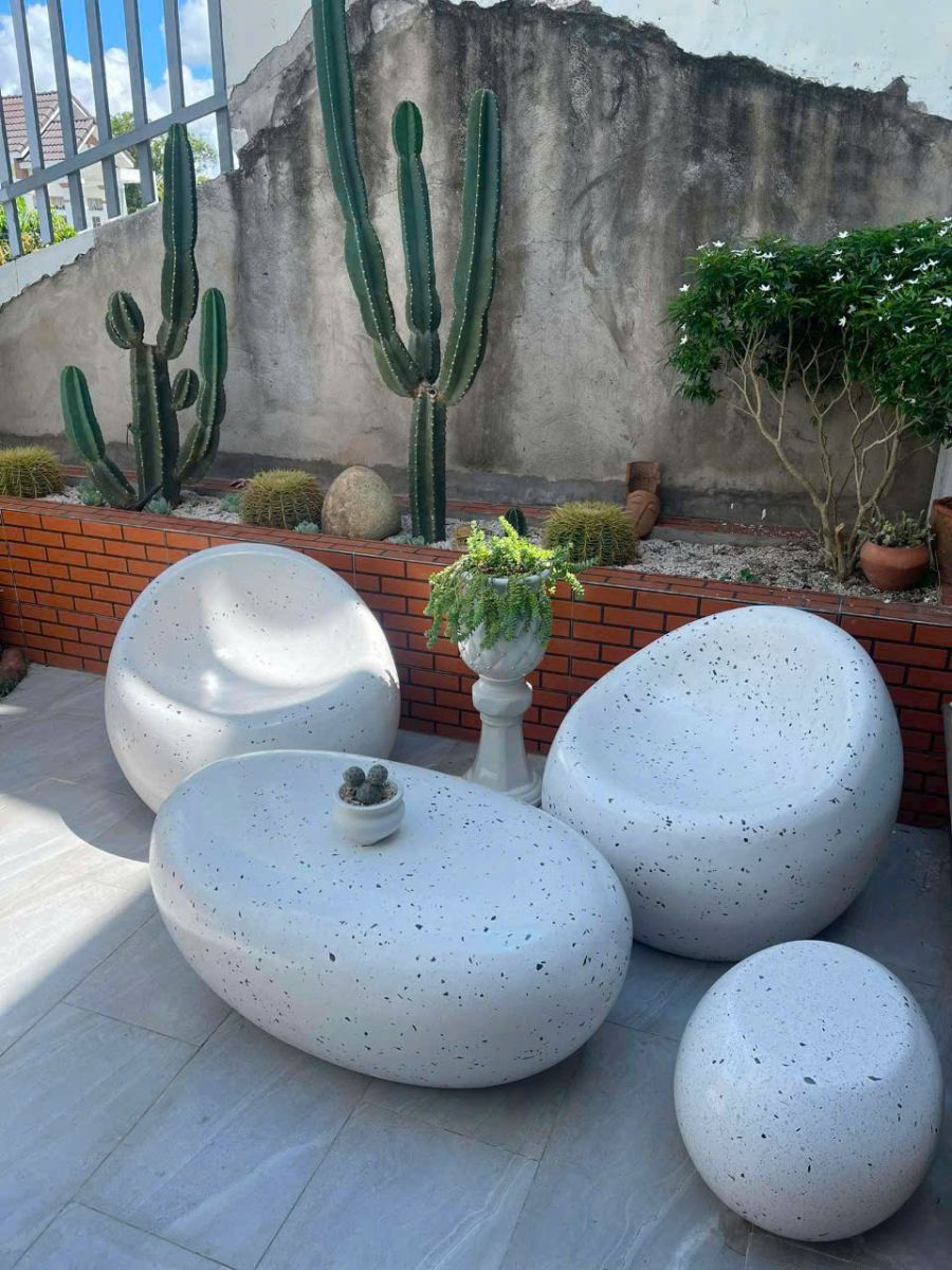 bàn ghế bê tông mài sân vườn đẹp