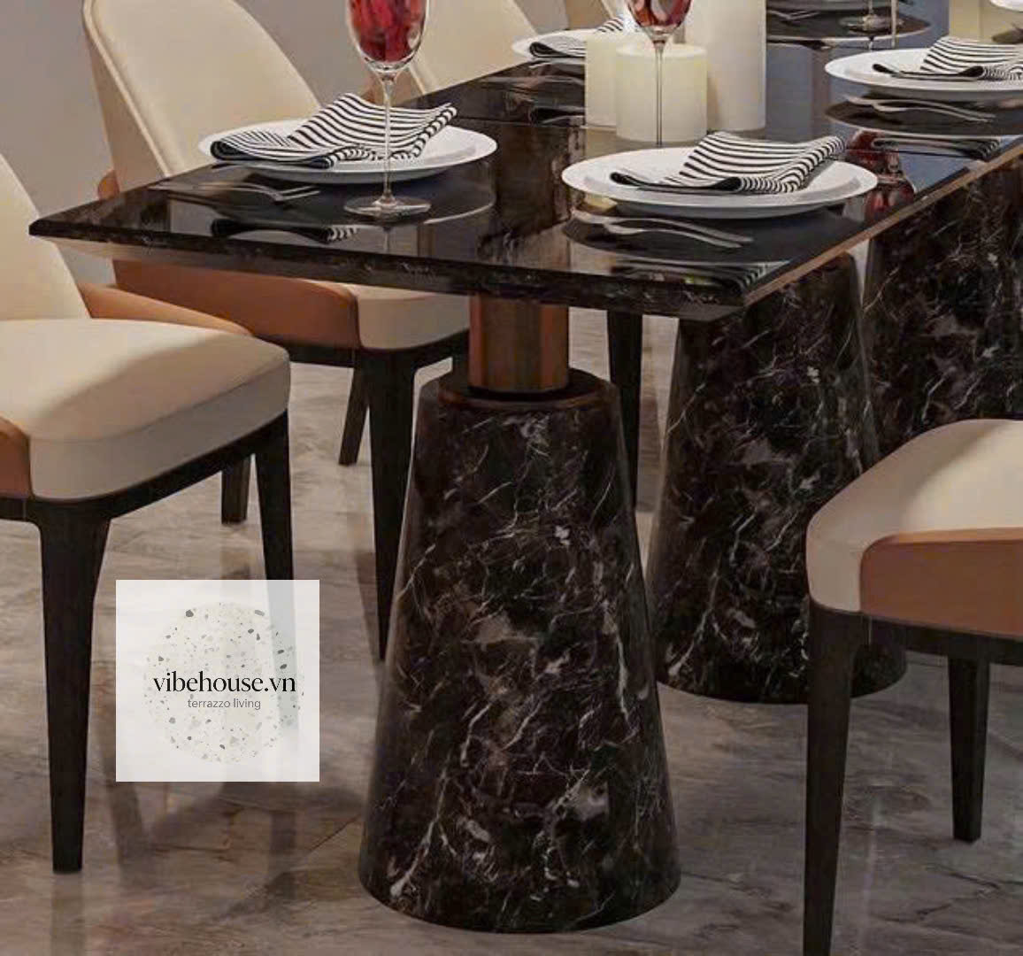 Bàn Cafe Nhúng Vân Đá Marble Theo Thiết Kế